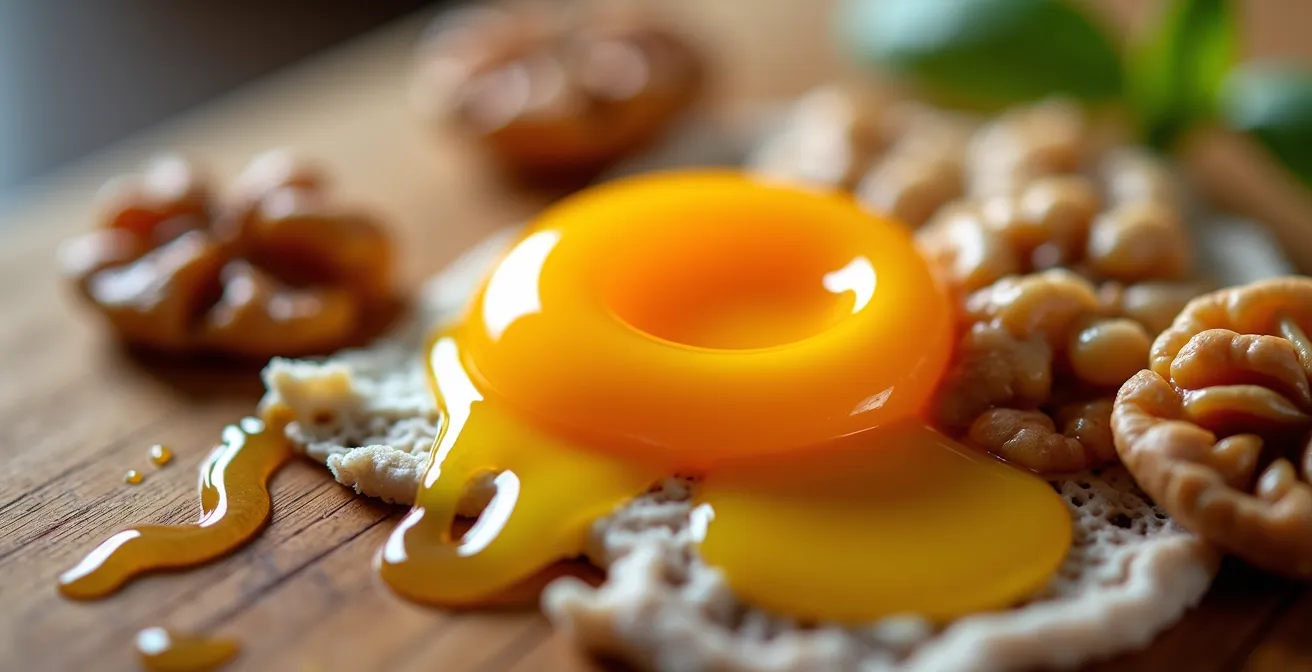 Composition artistique d'aliments riches en choline arrangés de manière esthétique