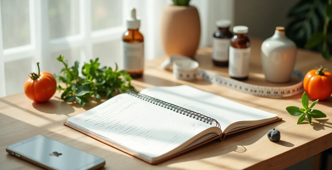 Journal de bord nutritionnel avec analyses de symptômes et corrélations alimentaires