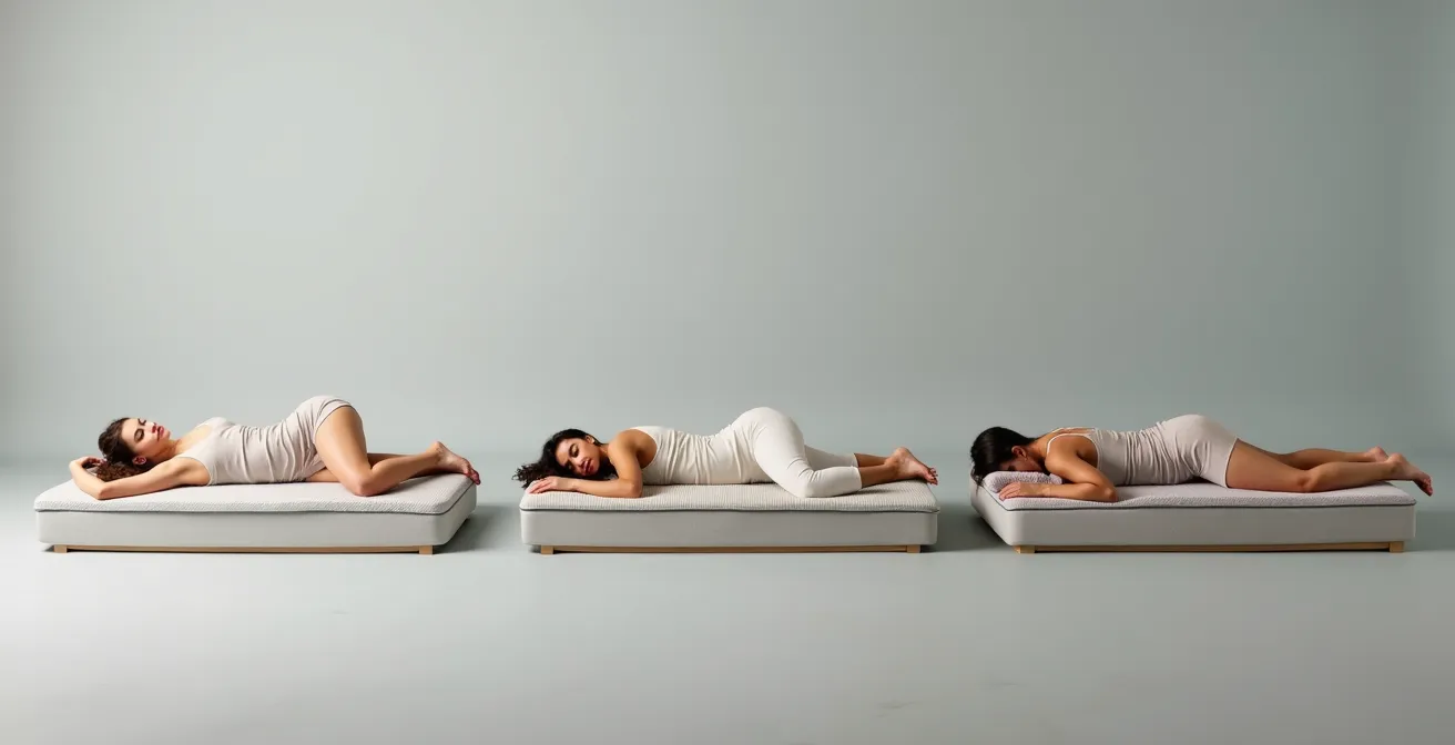 Silhouettes de différentes morphologies en position de sommeil illustrant les besoins variés