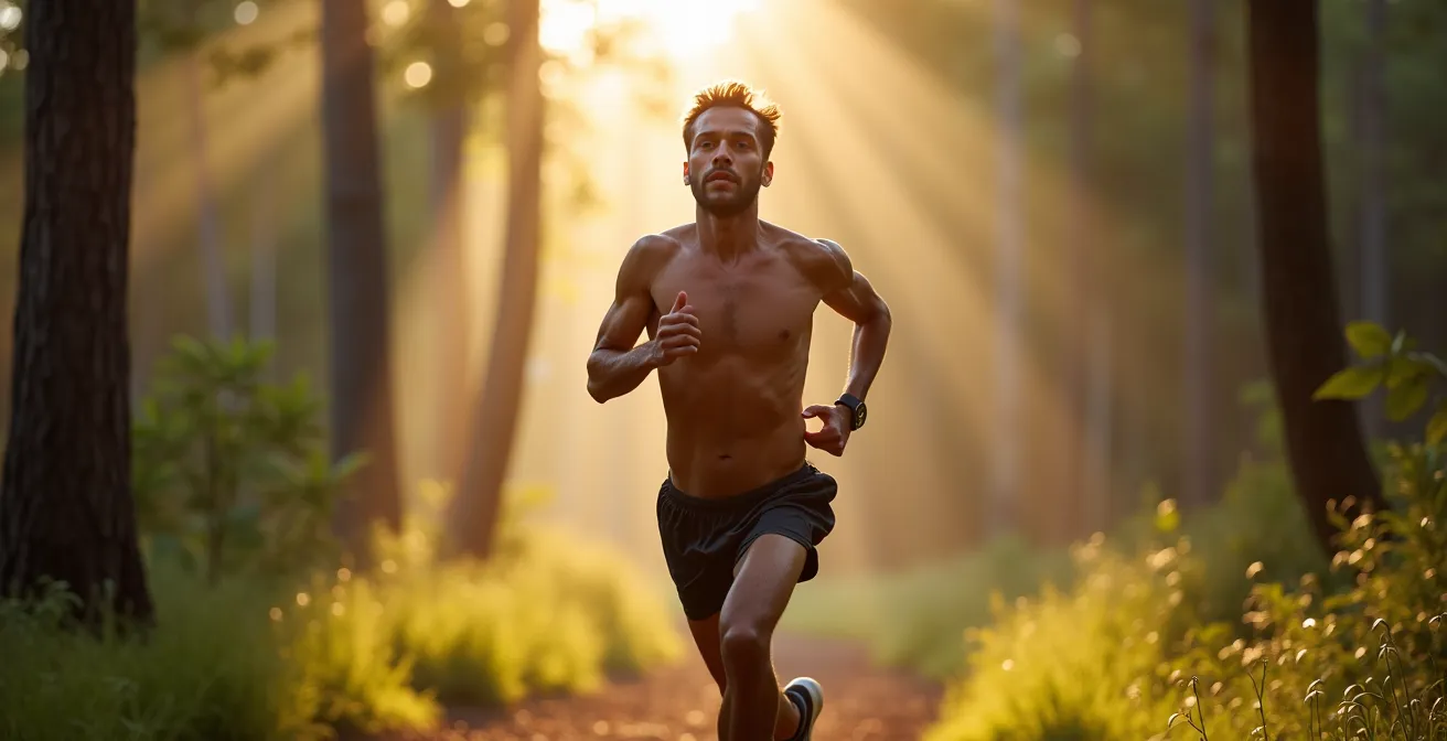 Athlète en course à pied illustrant l'oxygénation optimale en zone d'endurance