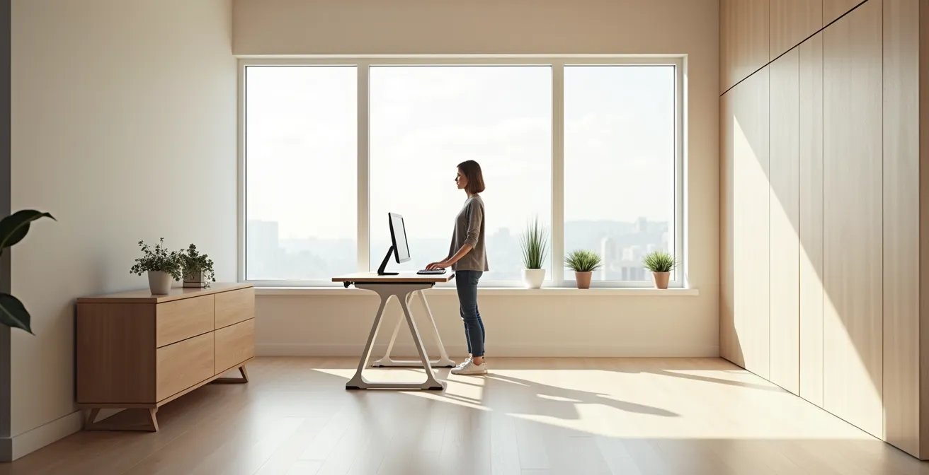 Espace de travail ergonomique favorisant le mouvement et la bonne posture