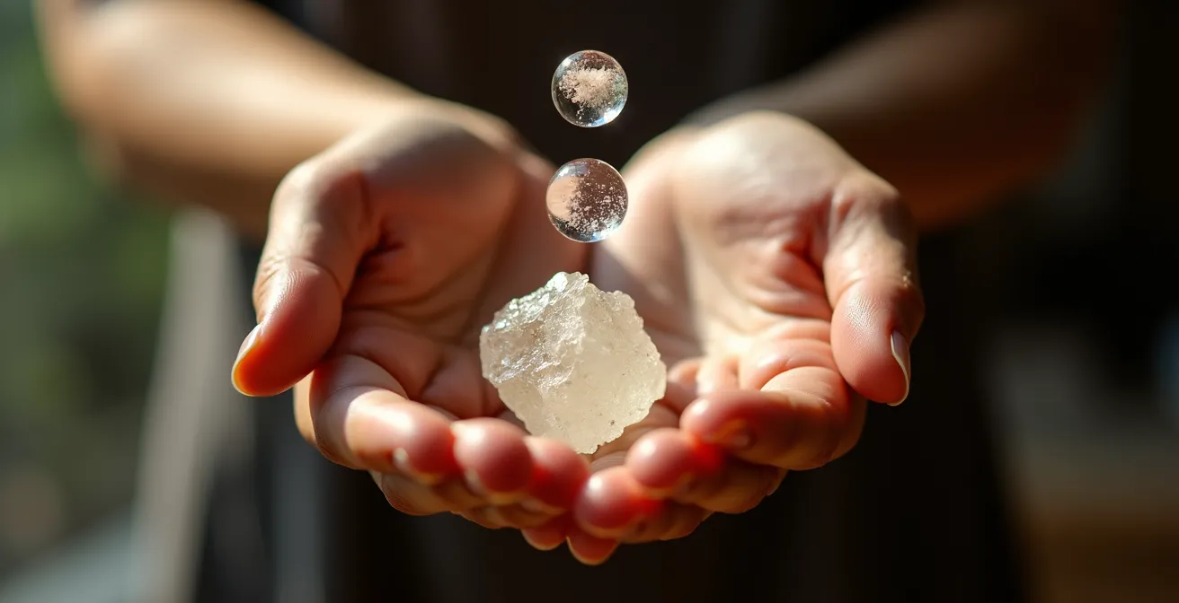 Métaphore visuelle de l'homéostasie représentée par un vigneron ajustant son terroir