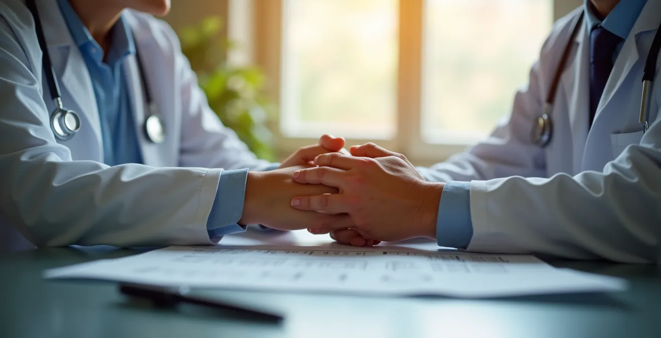 Médecin et patient en consultation collaborative pour adapter un protocole de soins